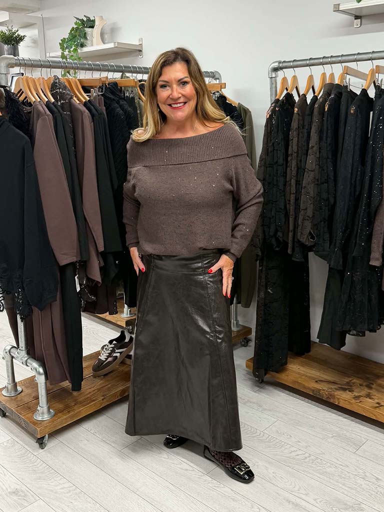 Vero Moda Faux Leather Skirt - Chocolate Torte