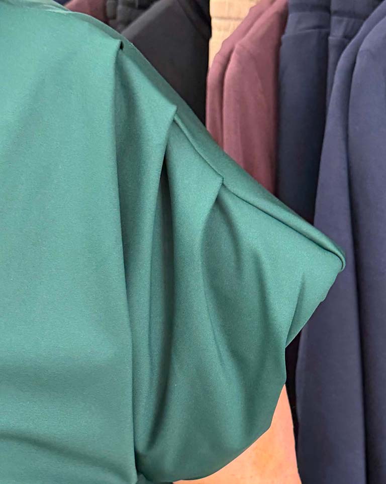 Gathered Cap Sleeve Dress - Emerald