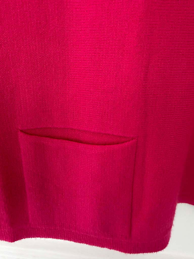 Ribbed Sleeve Pocket Knit - Hot Pink