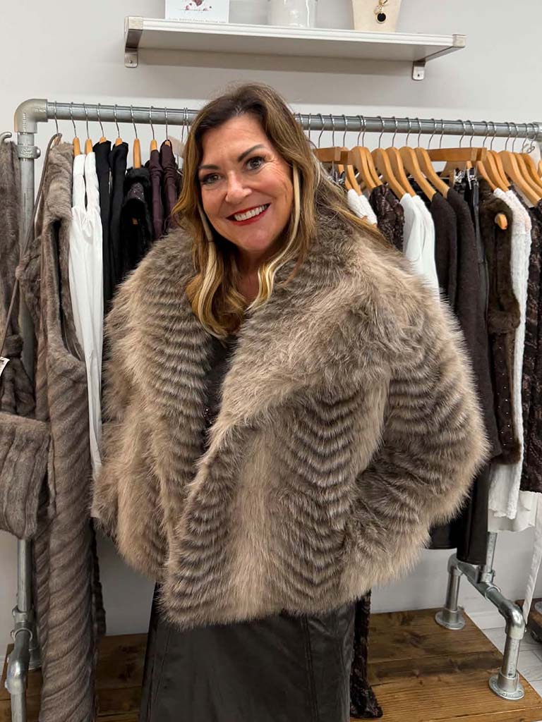 Malissa J Faux Fur Jacket - Stone