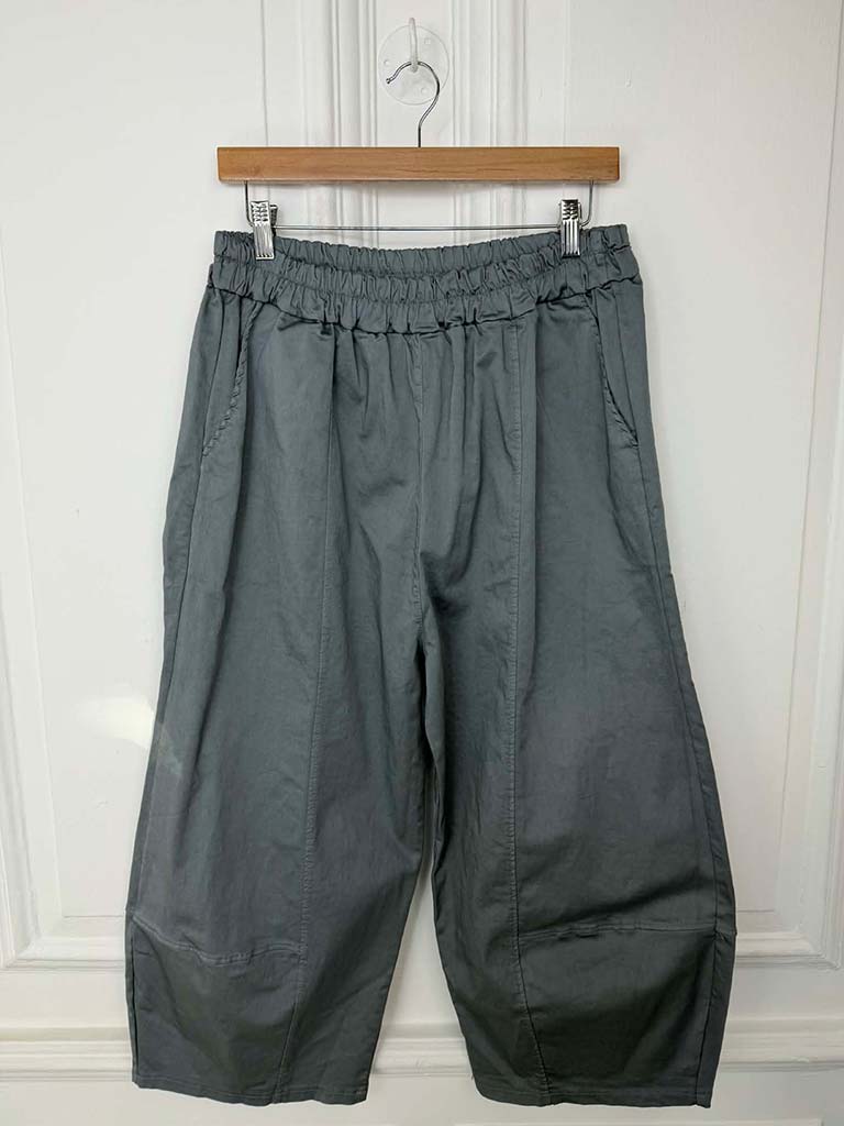 Cotton Barrel Trousers - Slate
