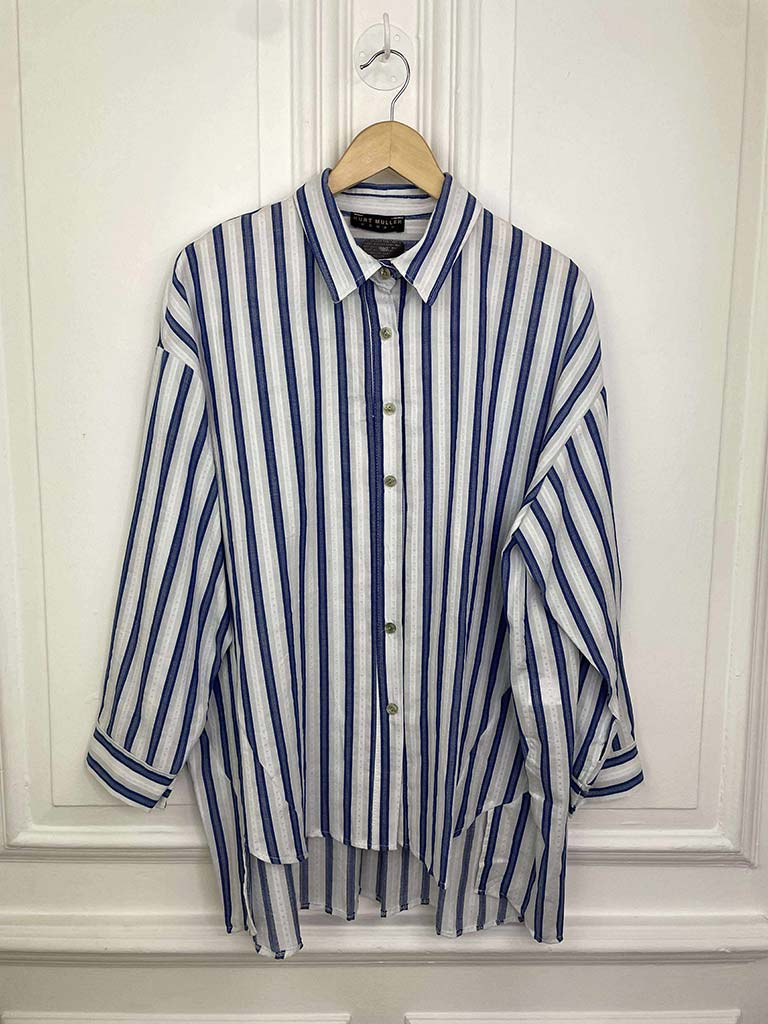 Striped Cotton Shirt - Royal Blue