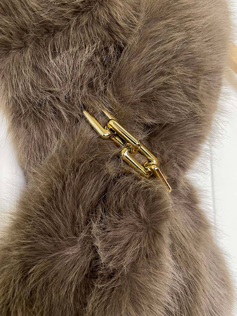 Malissa J Chain Faux Fur Collar - Brown