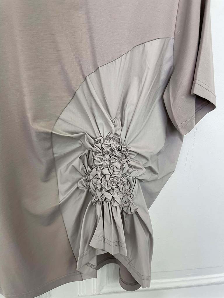 Malissa J Jersey Ruffle Top - Taupe