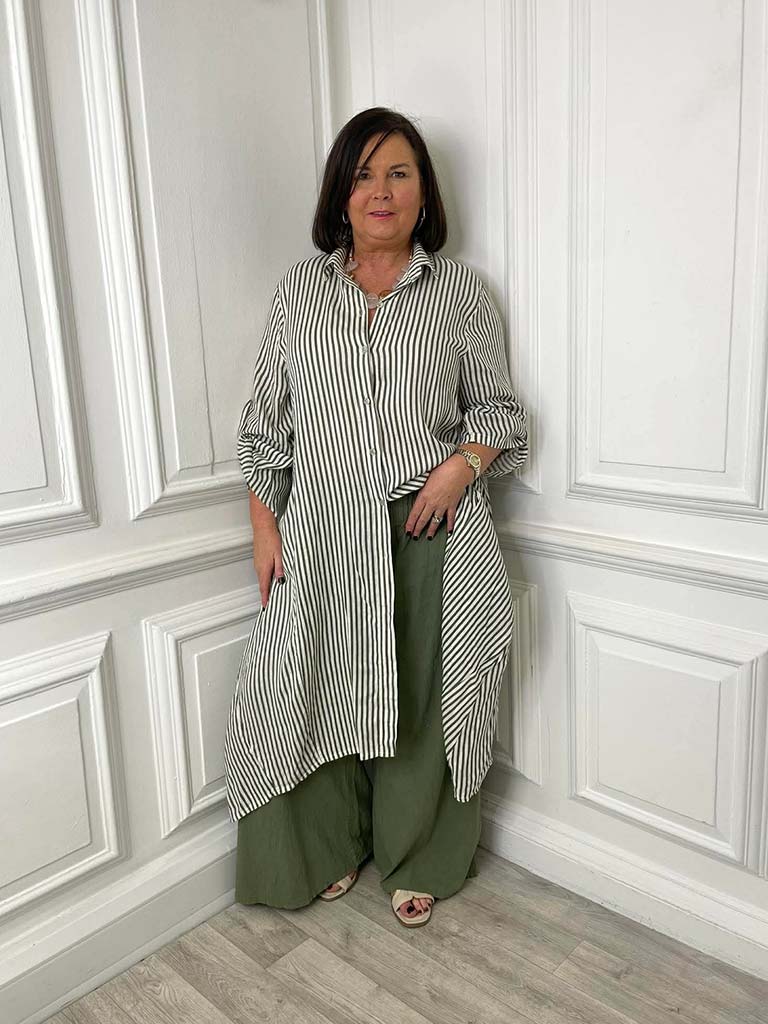 Linen & Cotton Palazzos - Khaki
