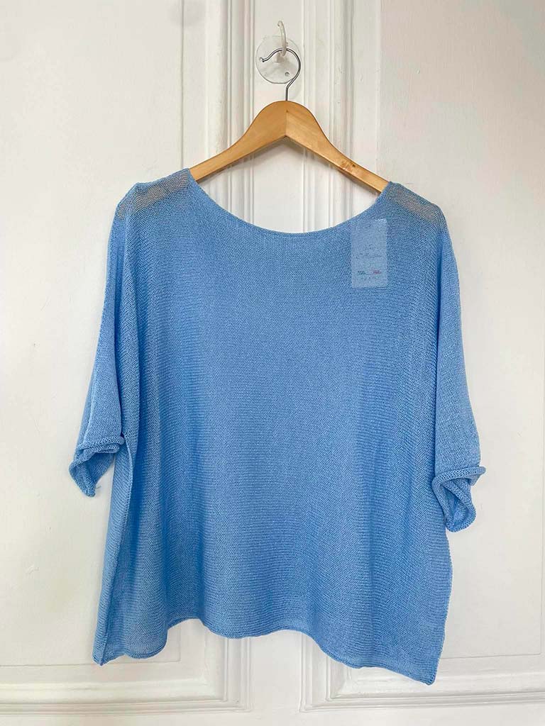 Exposed Edge Boxy Knit - Sky