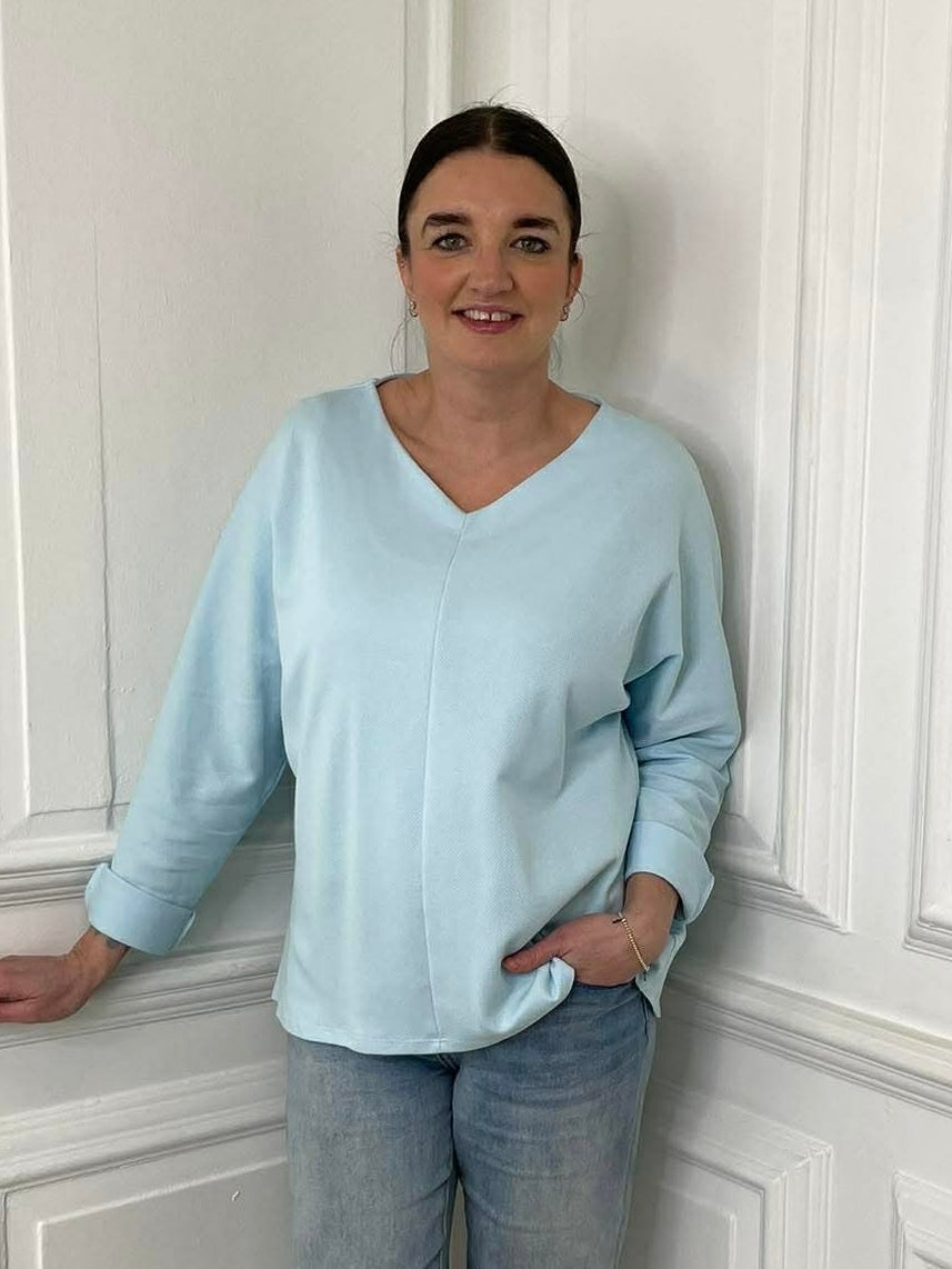 Sports Luxe Sweat Top - Sky