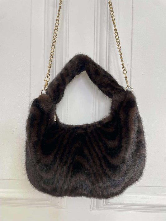 Malissa J Faux Fur Shoulder Bag - Swirl