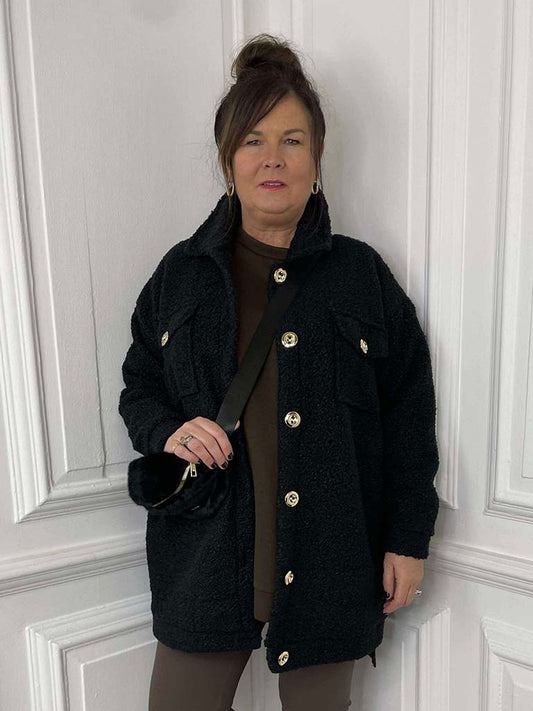 Boucle Boyfriend Jacket - Black