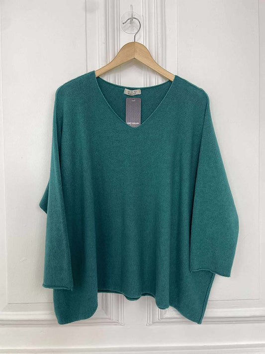 Exposed Seam Batwing Knit - Teal