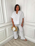 Cloud Cotton Wide Leg Trousers - White