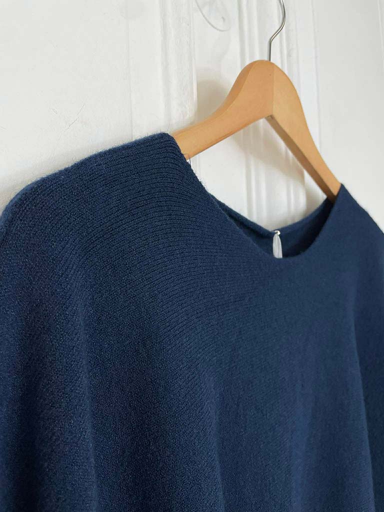 Boxy Drop Shoulder Knit - Navy