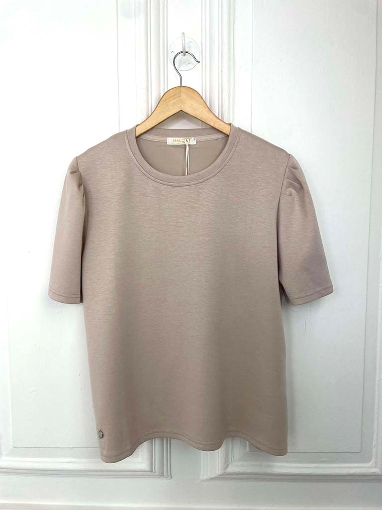 Malissa J Puff Sleeve Luxe Tee - Stone