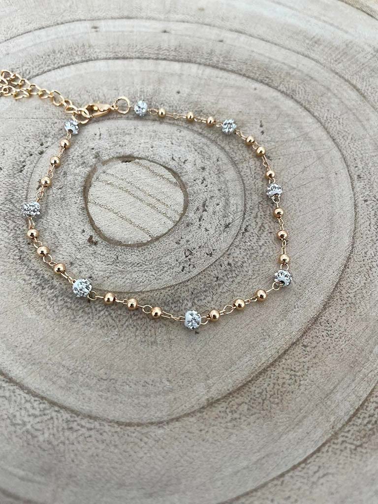 Crystal Ball Anklet - Gold