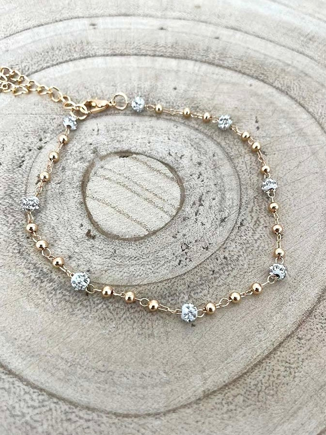 Crystal Ball Anklet - Gold
