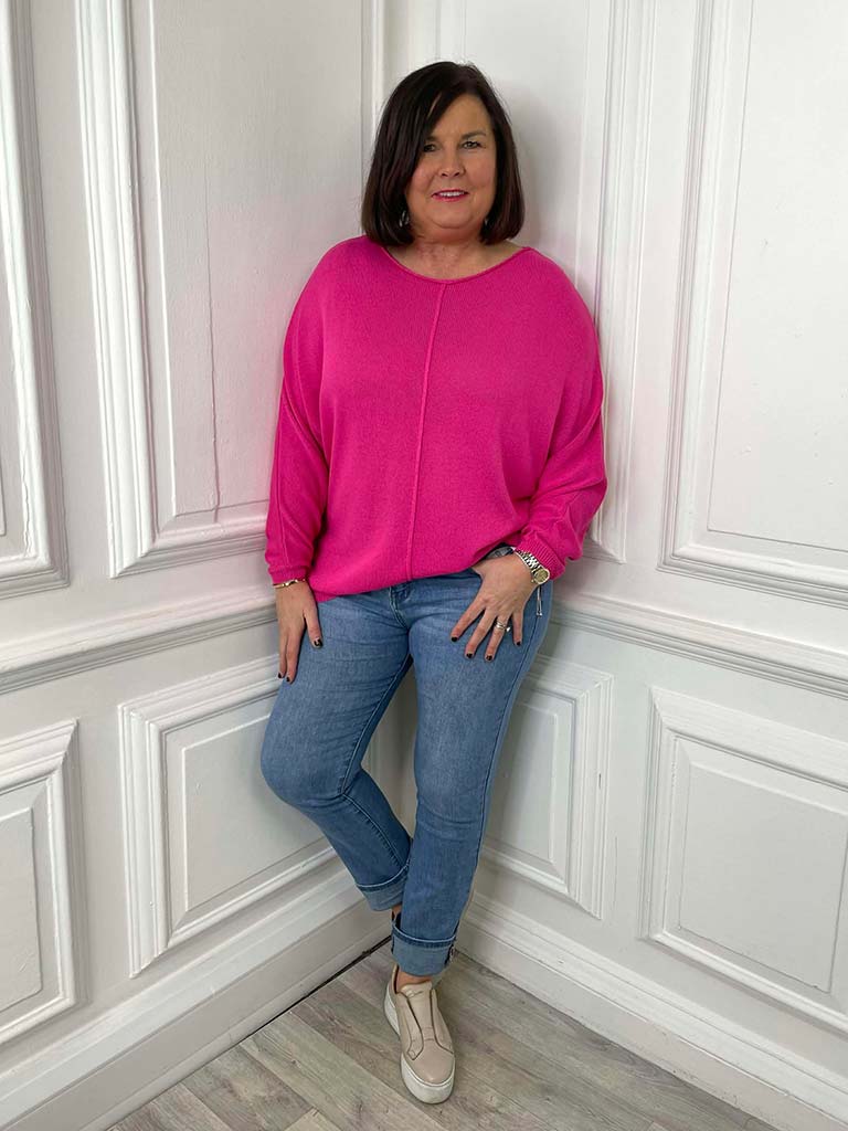 Malissa J Exposed Seam Knit - Hot Pink