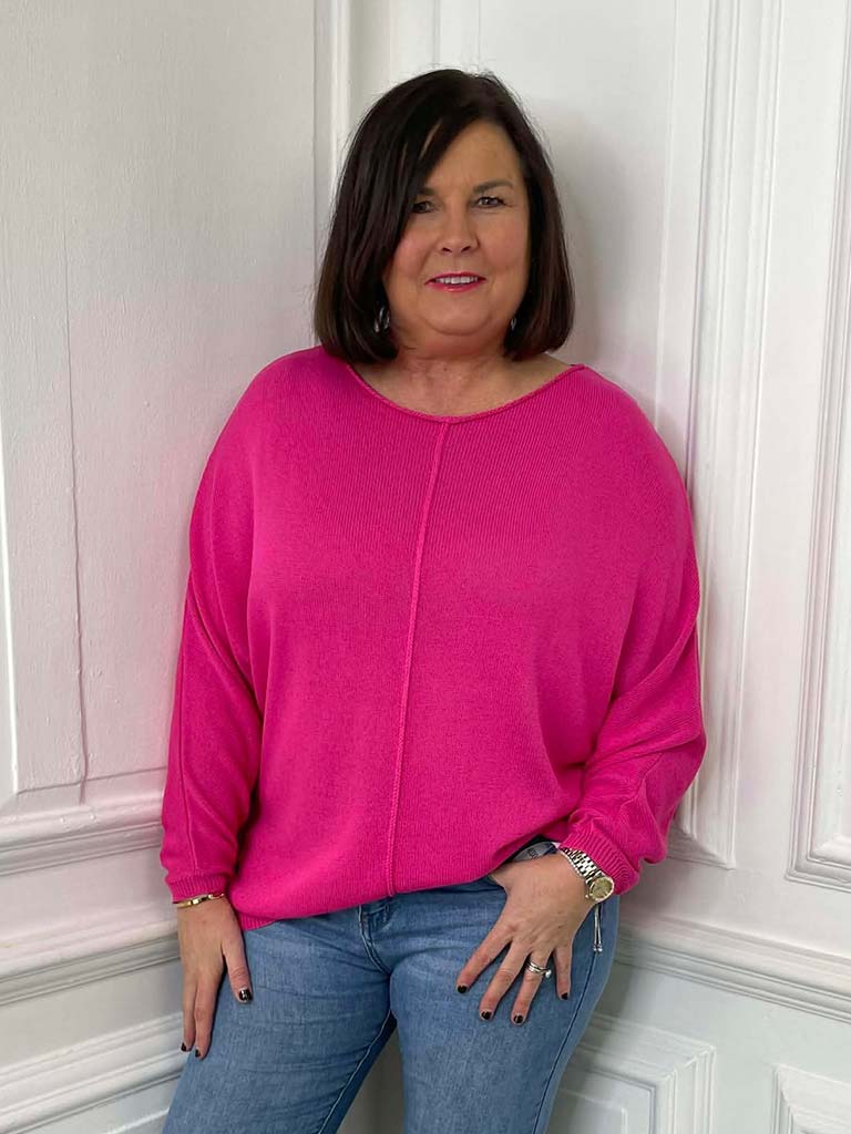 Malissa J Exposed Seam Knit - Hot Pink