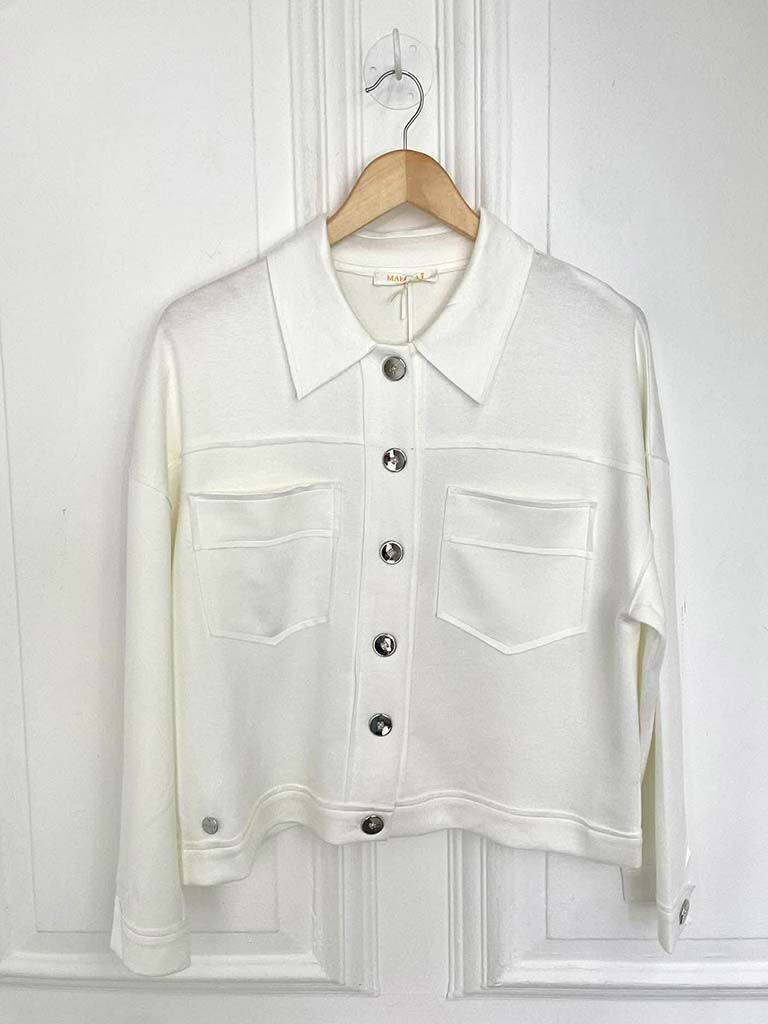 Malissa J Luxe Jersey Shirt Jacket - Warm White