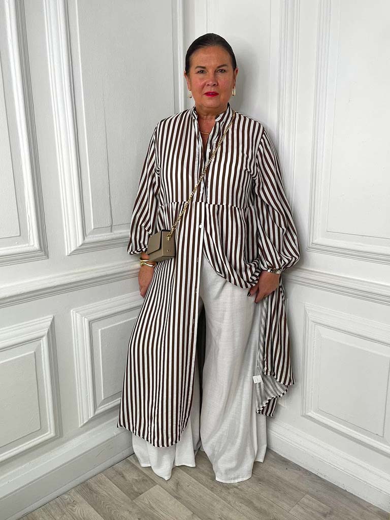 Striped Maxi Dress - Chocolate