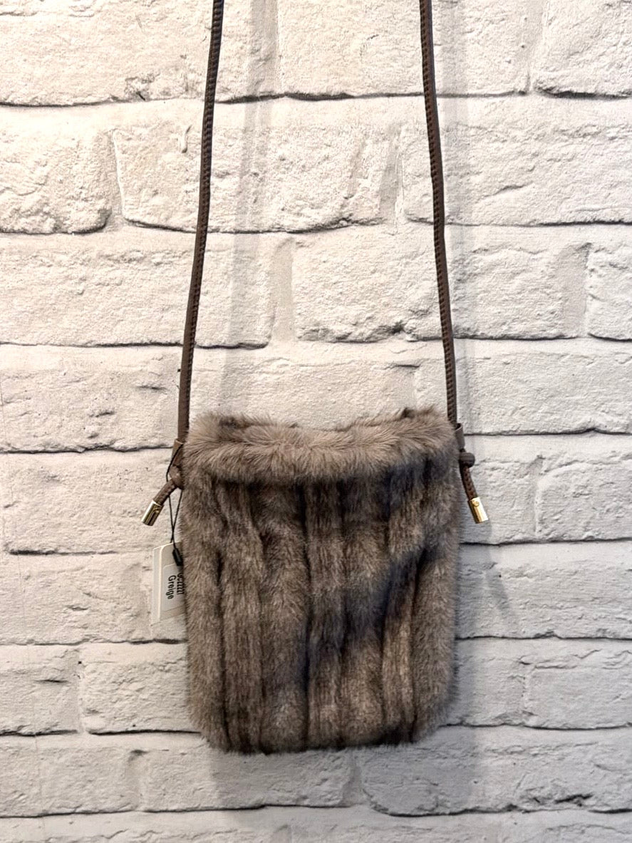 Malissa J Faux Fur Cross Body Bag - Greige