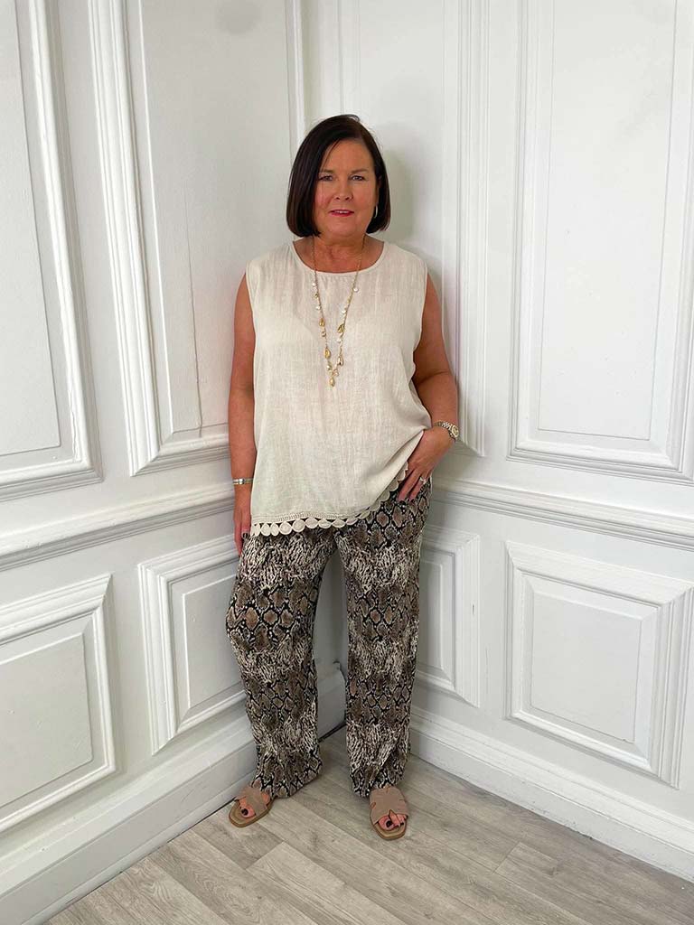 Malissa J Micropleat Wide Leg Trousers - Snake