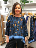 Leopard Border Print Top - Navy