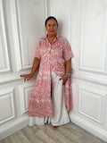 Animal Print Shirt Dress - Salmon Pink