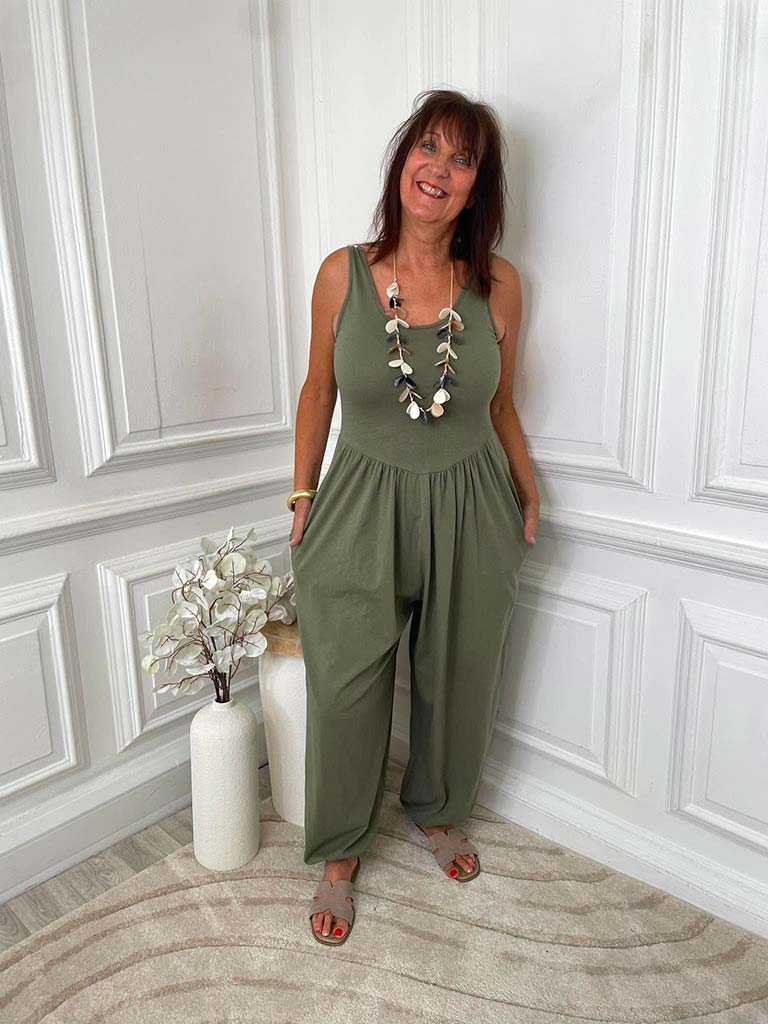 Jersey Balloon Jumpsuit - Khaki