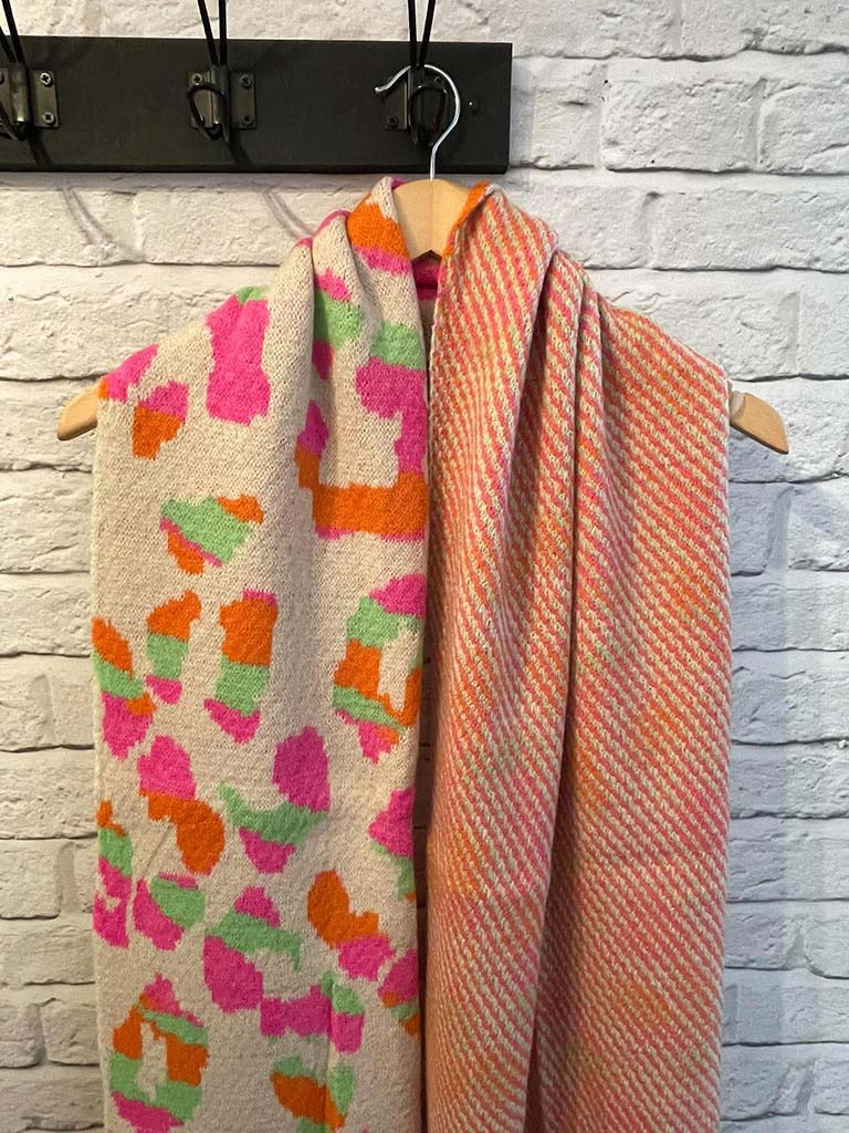 Malissa J Leopard Knit Scarf - Stone