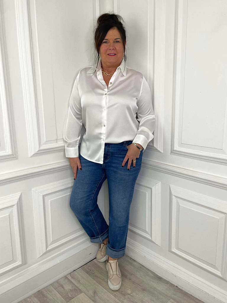 Malissa J Silk Feel Classic Shirt - Warm White