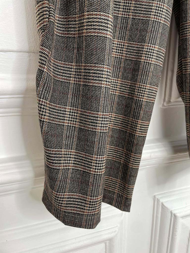 Cocoon Plaid Trousers - Taupe