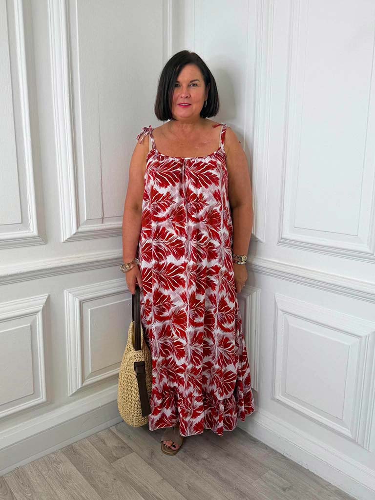 Palm Summer Dress - Red