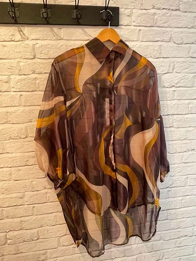 Vintage Swirl Shirt - Cocoa & Mustard