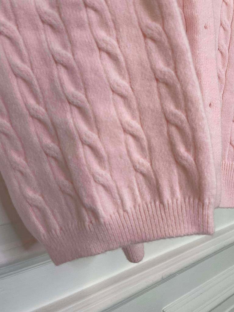 Oversized Cable Knit Cardigan - Petal