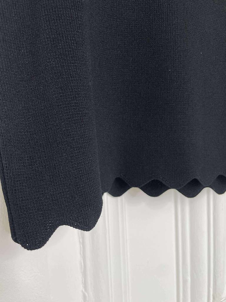 Scalloped Edge Vest - Black