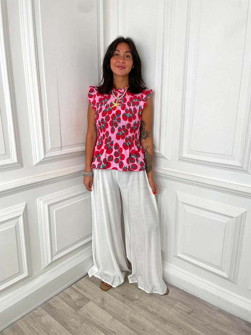 Shirred Frill Tomato Top