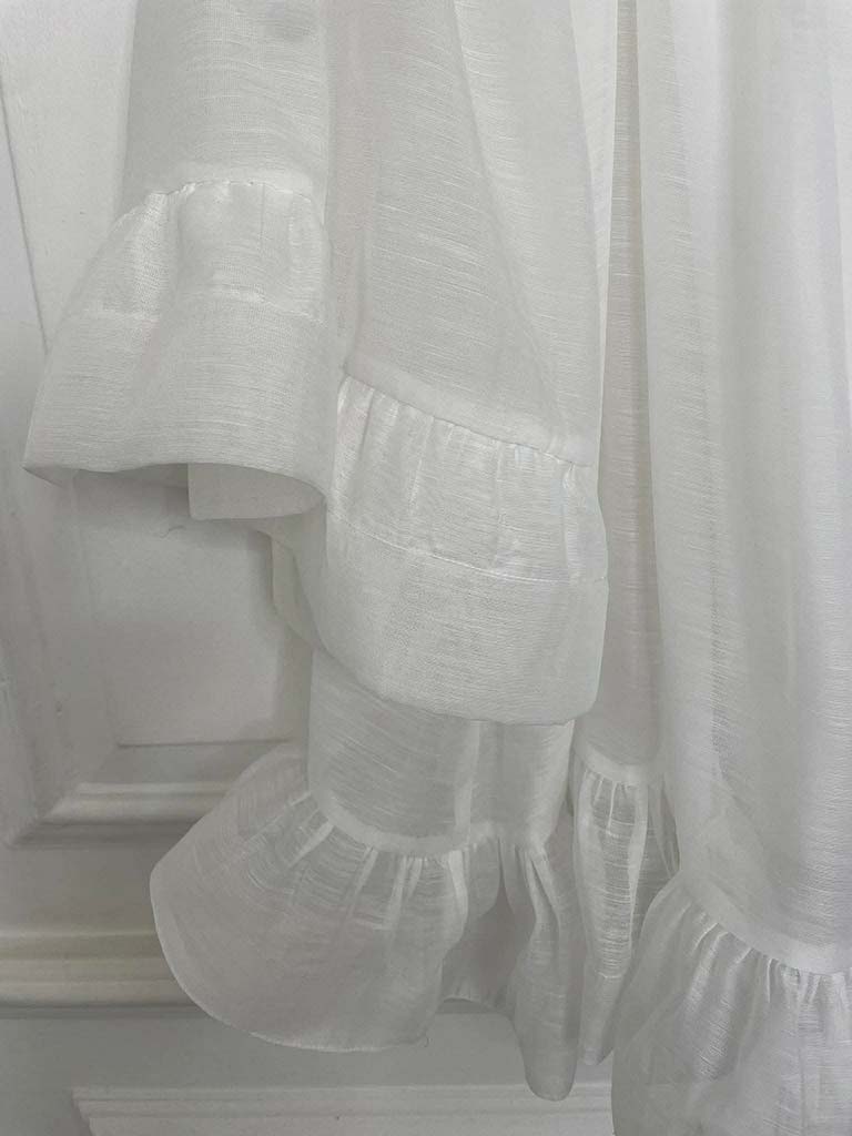 Frill Bardot Tunic - Soft White