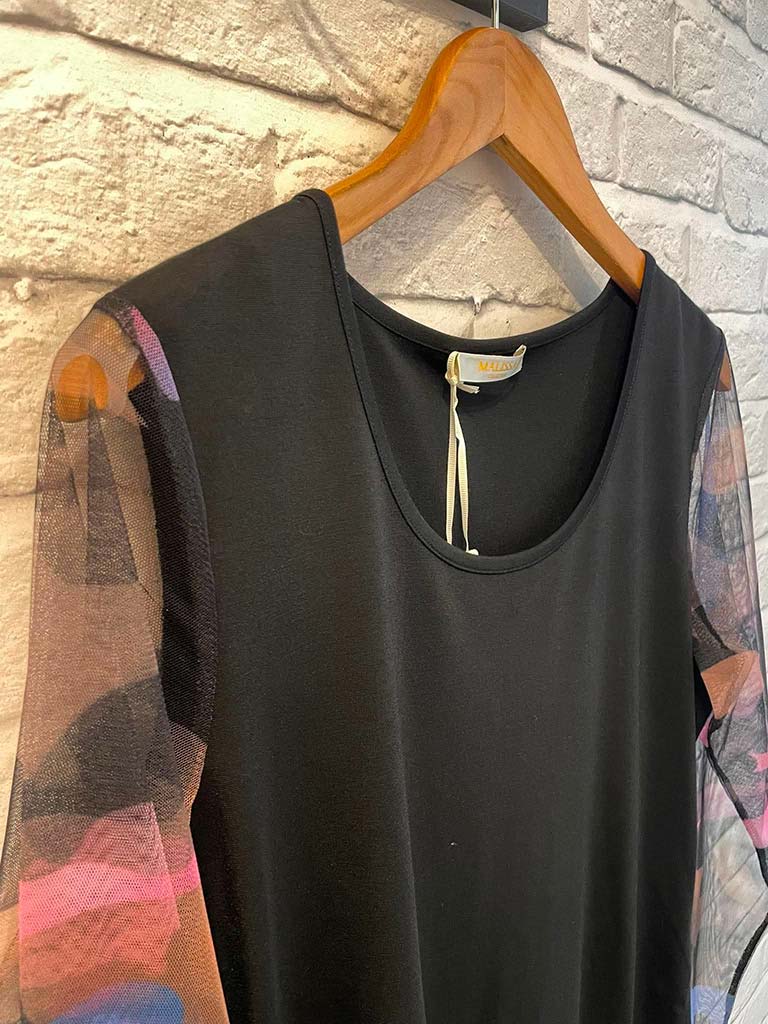 Malissa J Camo Mesh Top - Black