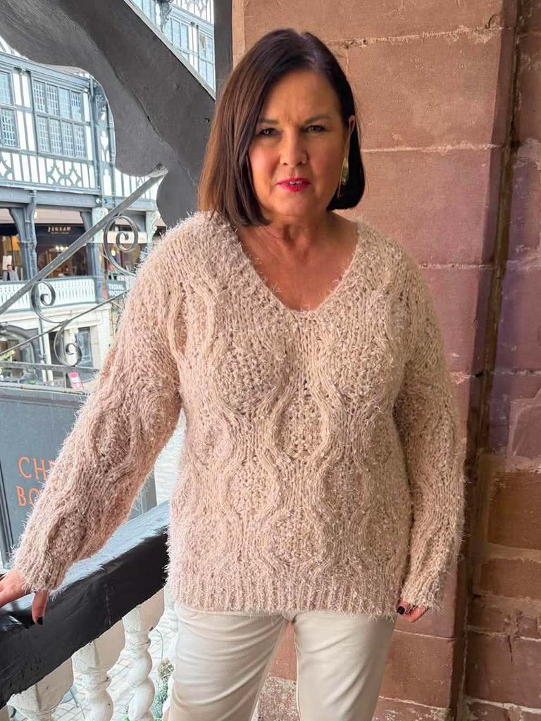 Malissa J Shaggy Shimmer Knit - Blush