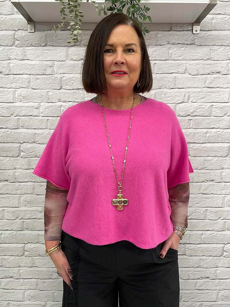 Print Mesh Layering Top - Vintage Rose