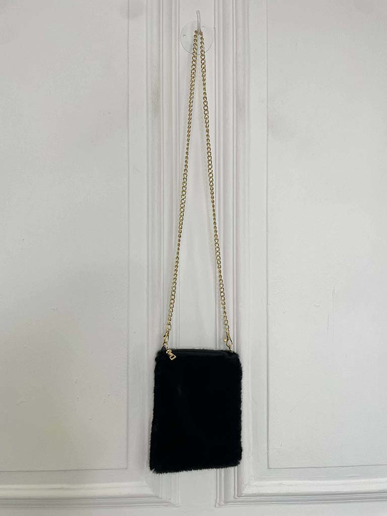 Malissa J Faux Fur Cross Body Bag - Black