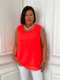 Malissa J Double Layer Top - Neon Coral
