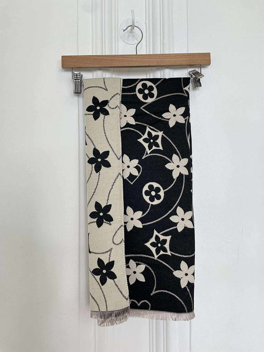 Malissa J Flower Logo Scarf - Black