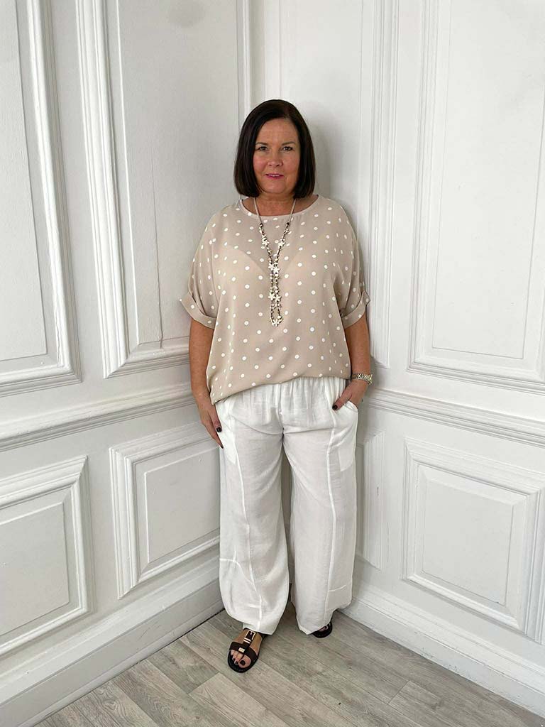 Dotty Oversized Top - Stone