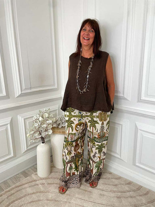 Jungle Scene Palazzos - Stone