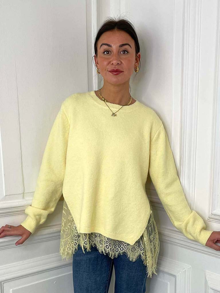 Lace Trim Knit - Lemon