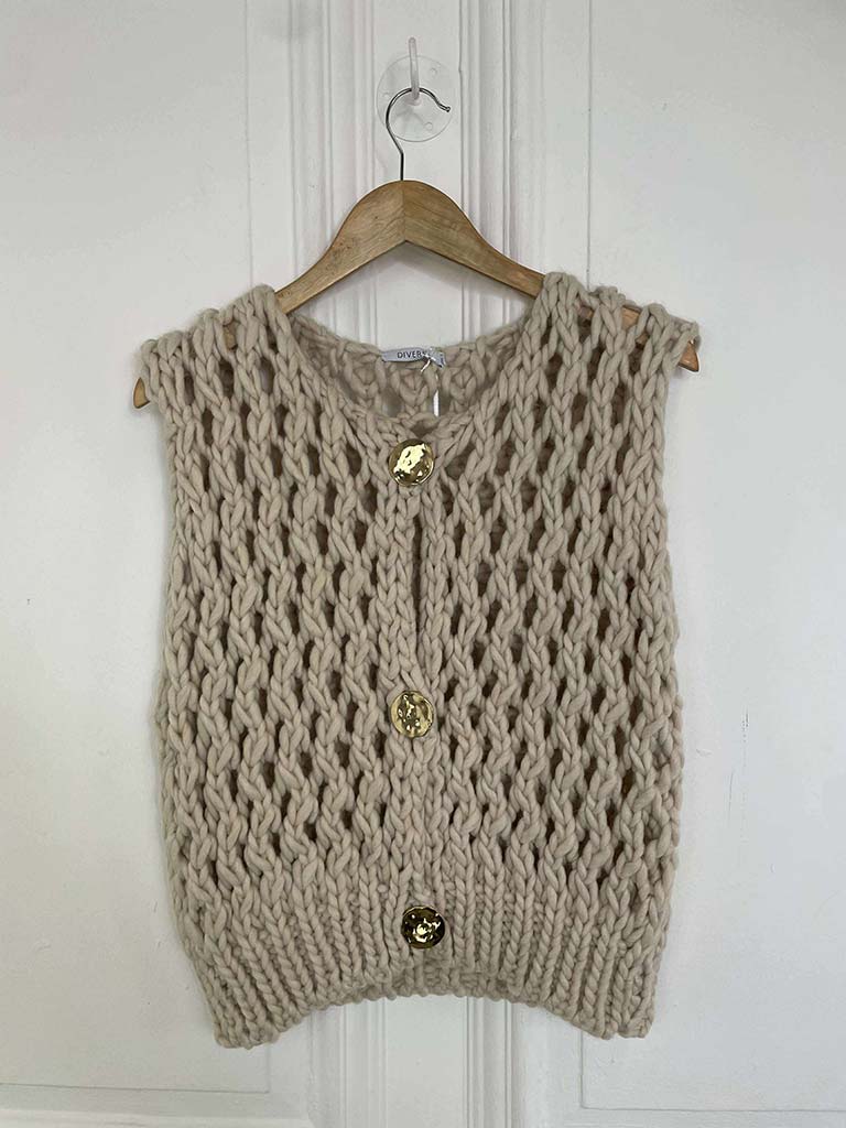 Chunky Knit Waistcoat - Stone
