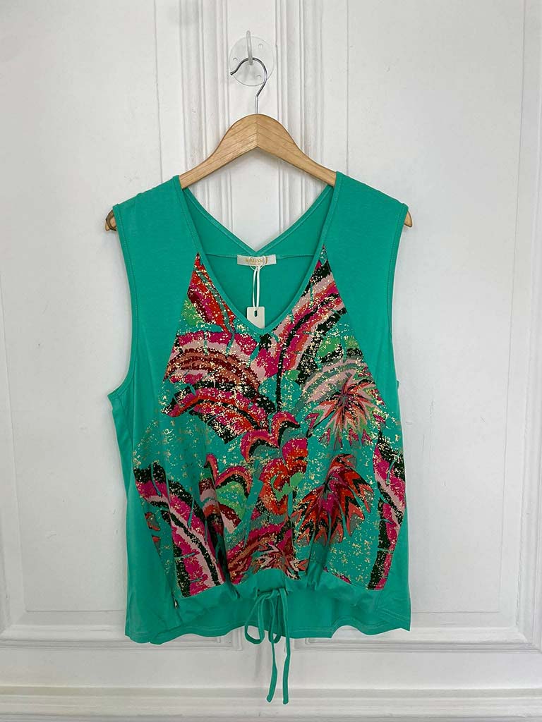 Malissa J Silk Feel Drawstring Vest - Jade Rio
