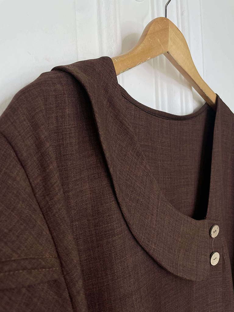 Asymmetric Lapel Top - Coffee