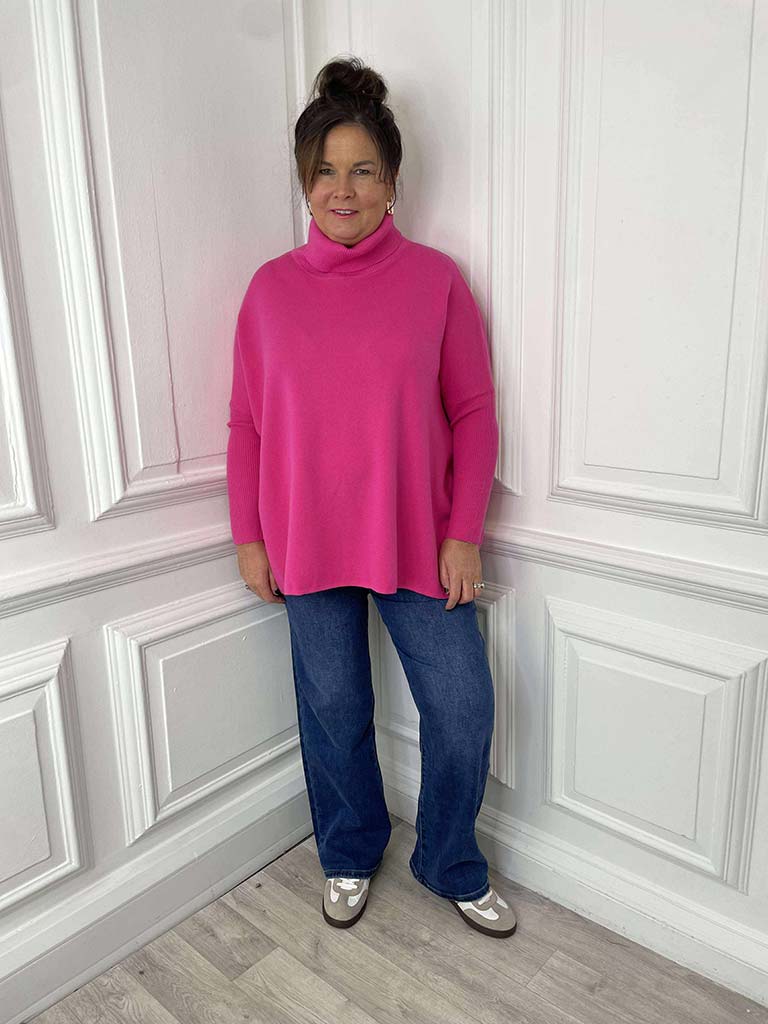 Boxy Polo Knit - Hot Pink